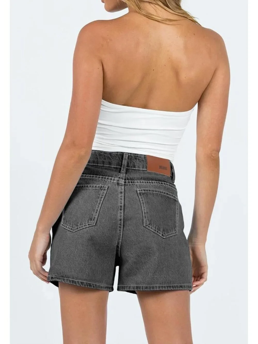 Women's light gray Summer Comfortable Stretchy Denim Casual Hot Short Jort Jean